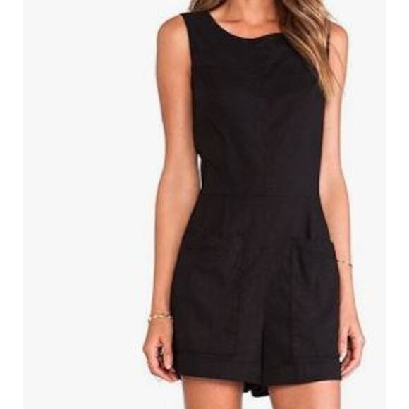 Theory Women's Hadrine Betide Sleeveless Fitted Romper Sz 0 NWT 200 BLACK - Picture 1 of 16